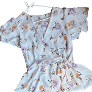 White Floral Flowy Top